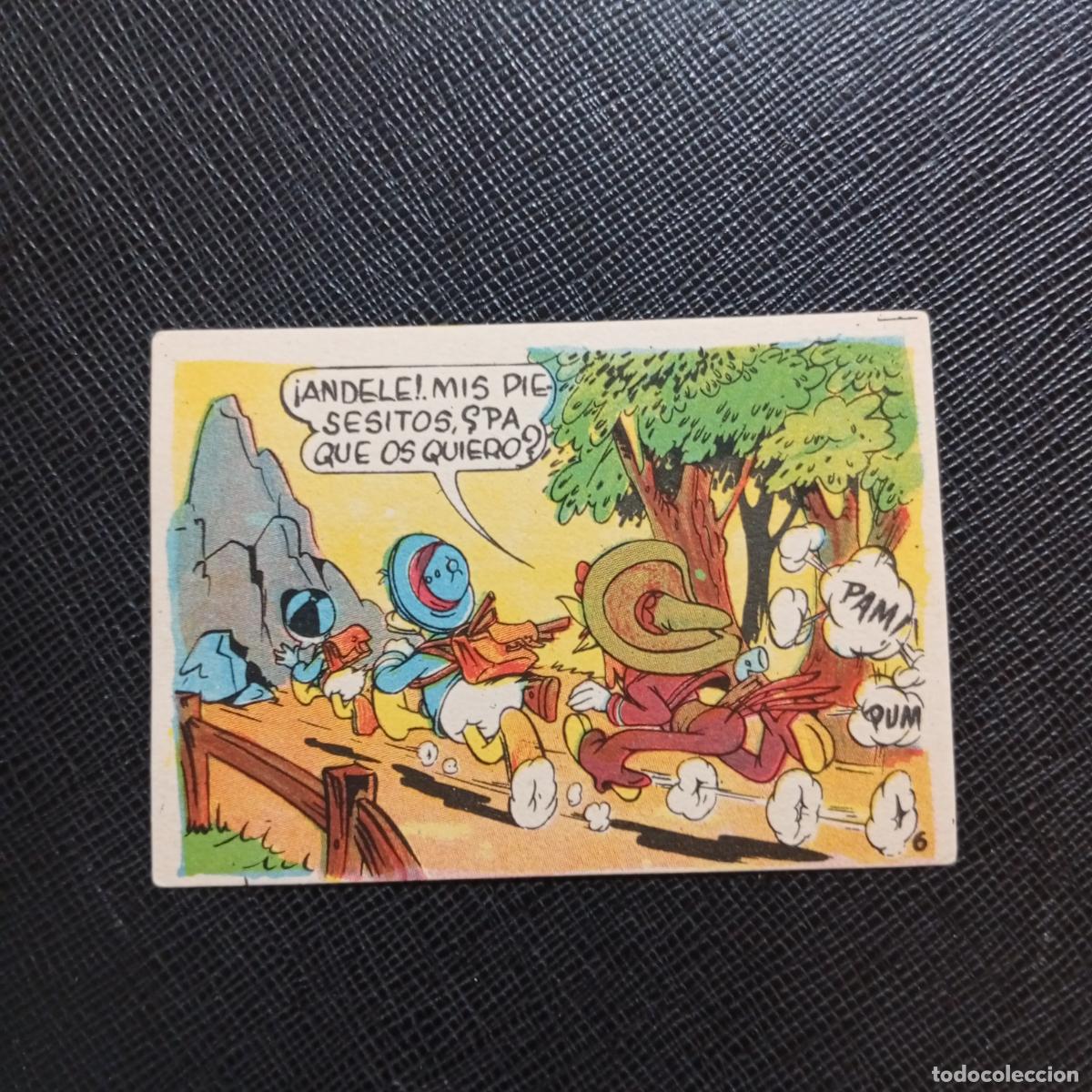 Coleccionismo cromos antiguos: 6 EL PATO DONALD VA DE CAZA CHOCOLATES LLOVERAS DISNEY 1948 CROMO - SIN PEGAR - A214 PG190