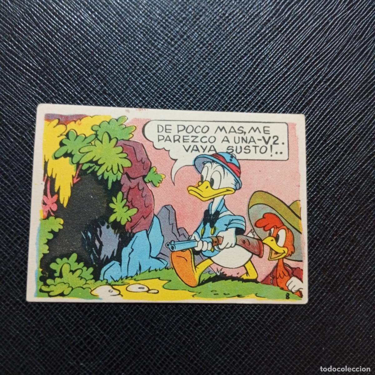 Coleccionismo cromos antiguos: 8 EL PATO DONALD VA DE CAZA CHOCOLATES LLOVERAS DISNEY 1948 CROMO - SIN PEGAR - A214 PG118