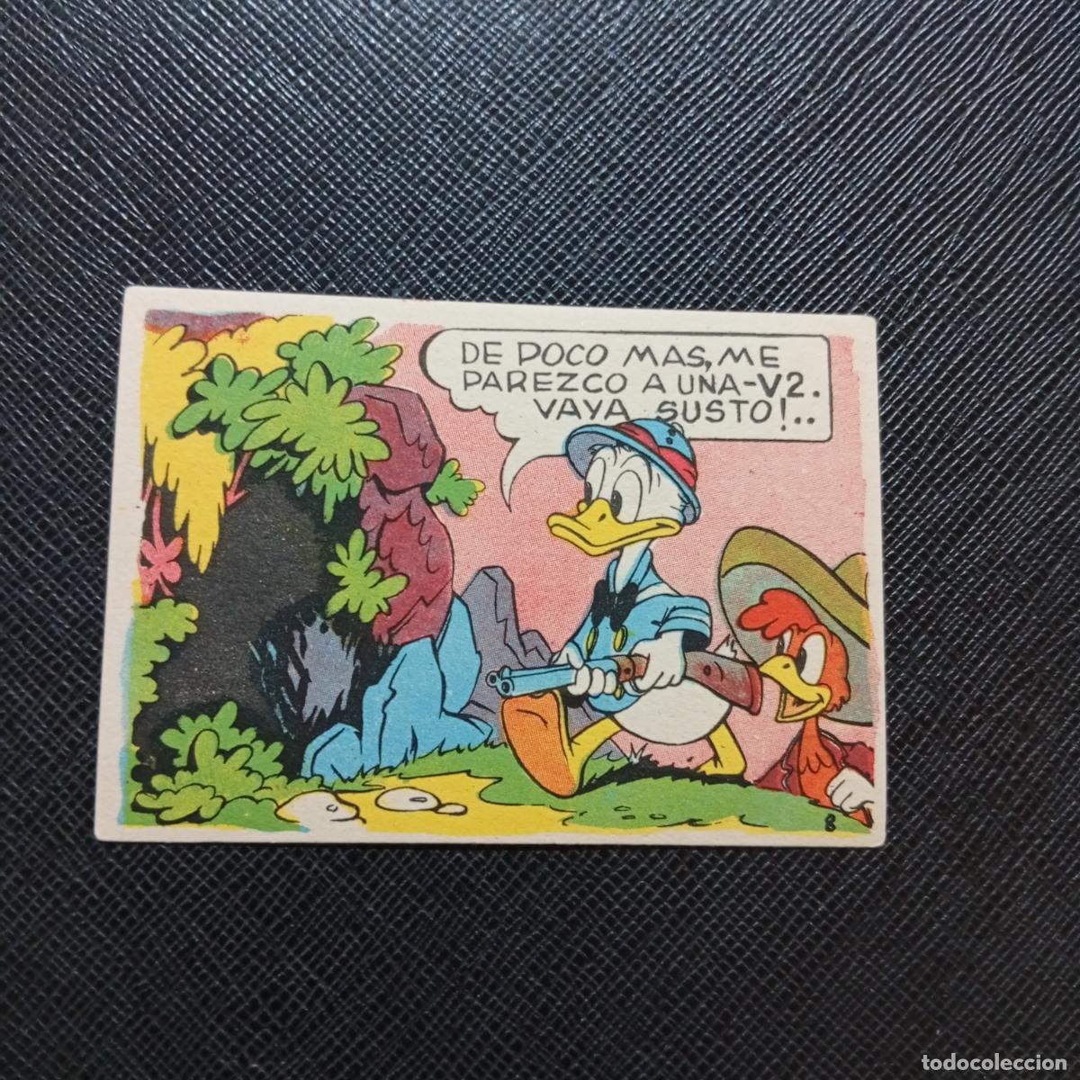 Coleccionismo cromos antiguos: 8 EL PATO DONALD VA DE CAZA CHOCOLATES LLOVERAS DISNEY 1948 CROMO - SIN PEGAR - A214 PG127