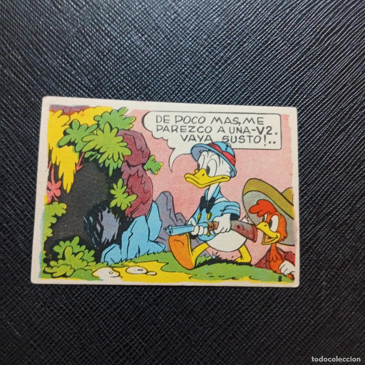 Coleccionismo cromos antiguos: 8 EL PATO DONALD VA DE CAZA CHOCOLATES LLOVERAS DISNEY 1948 CROMO - SIN PEGAR - A214 PG127 B