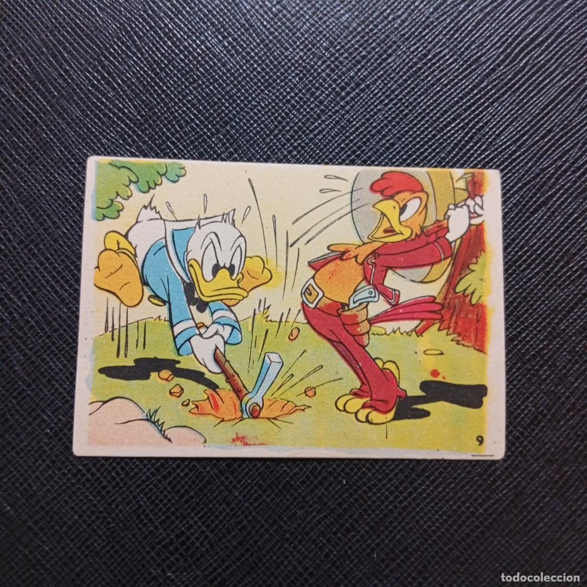 Coleccionismo cromos antiguos: 9 EL PATO DONALD VA DE CAZA CHOCOLATES LLOVERAS DISNEY 1948 CROMO - SIN PEGAR - A214 PG136 B
