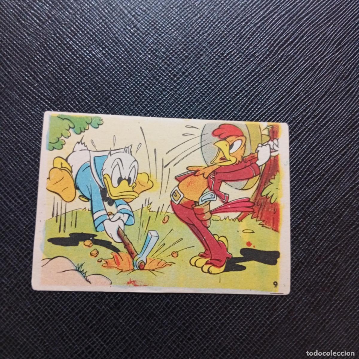 Coleccionismo cromos antiguos: 9 EL PATO DONALD VA DE CAZA CHOCOLATES LLOVERAS DISNEY 1948 CROMO - SIN PEGAR - A214 PG145
