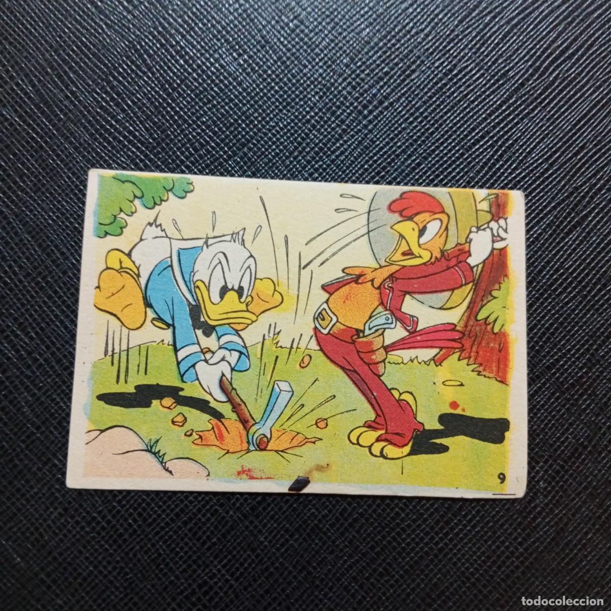 Coleccionismo cromos antiguos: 9 EL PATO DONALD VA DE CAZA CHOCOLATES LLOVERAS DISNEY 1948 CROMO - SIN PEGAR - A214 PG154 B