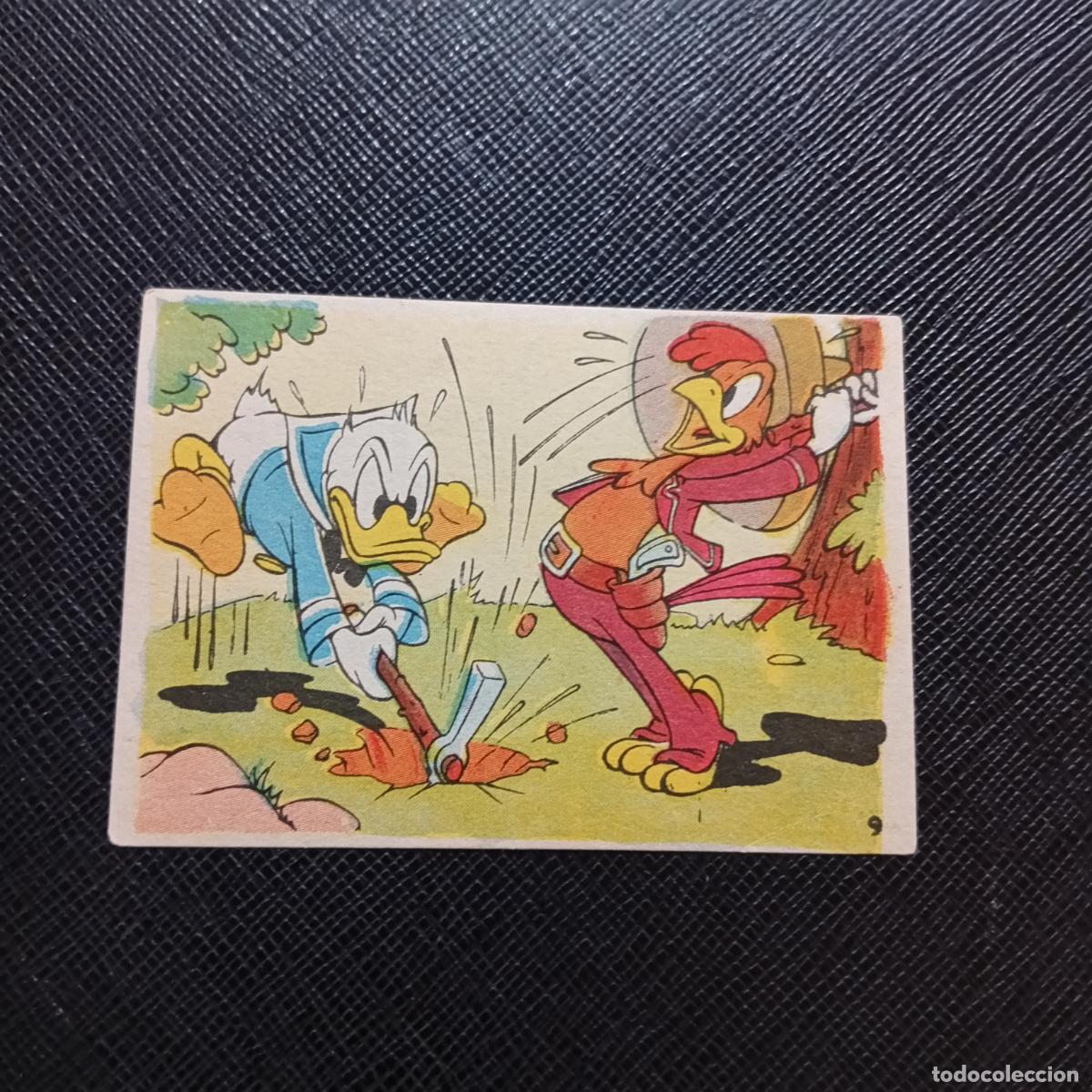 Coleccionismo cromos antiguos: 9 EL PATO DONALD VA DE CAZA CHOCOLATES LLOVERAS DISNEY 1948 CROMO - SIN PEGAR - A214 PG208 B