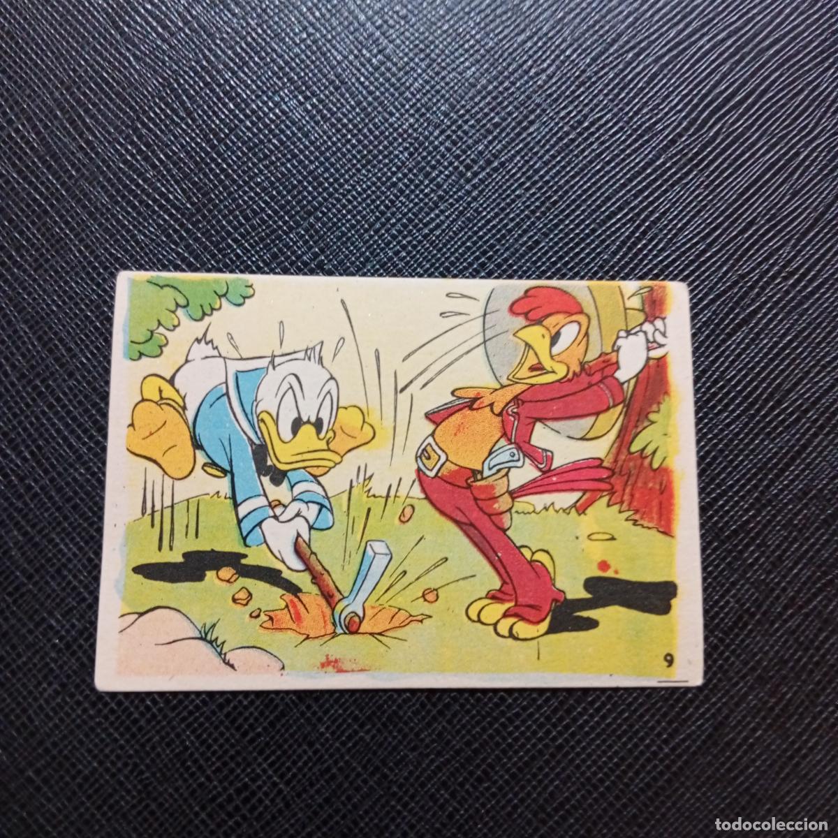 Coleccionismo cromos antiguos: 9 EL PATO DONALD VA DE CAZA CHOCOLATES LLOVERAS DISNEY 1948 CROMO - SIN PEGAR - A214 PG235