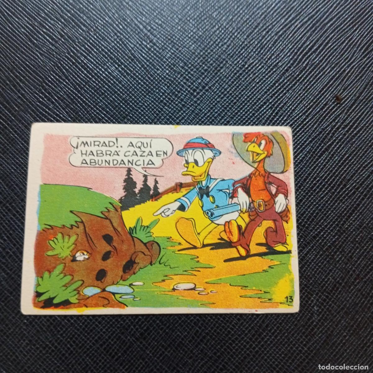 Coleccionismo cromos antiguos: 13 EL PATO DONALD VA DE CAZA CHOCOLATES LLOVERAS DISNEY 1948 CROMO - SIN PEGAR - A214 PG145