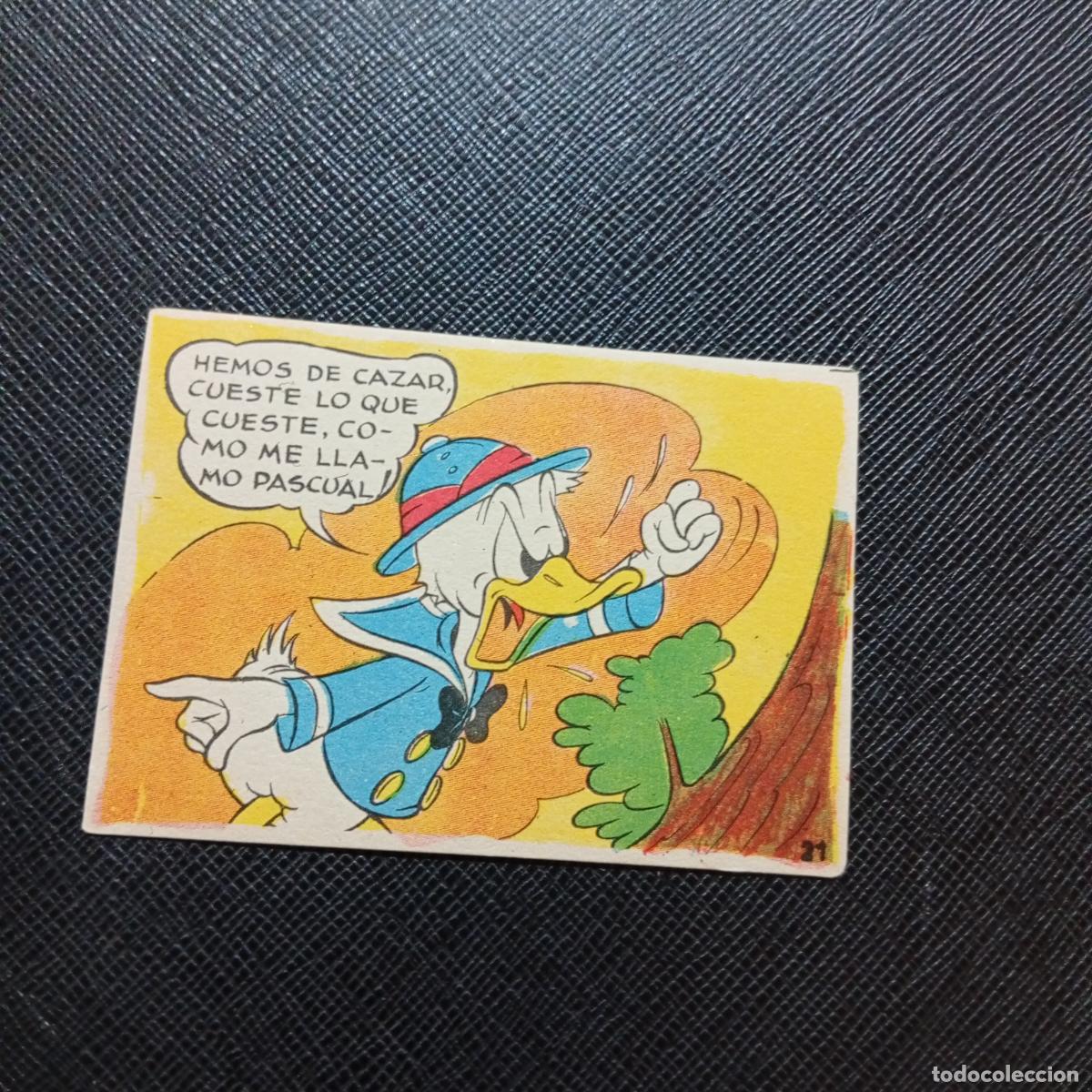 Coleccionismo cromos antiguos: 21 EL PATO DONALD VA DE CAZA CHOCOLATES LLOVERAS DISNEY 1948 CROMO - SIN PEGAR - A214 PG235 B
