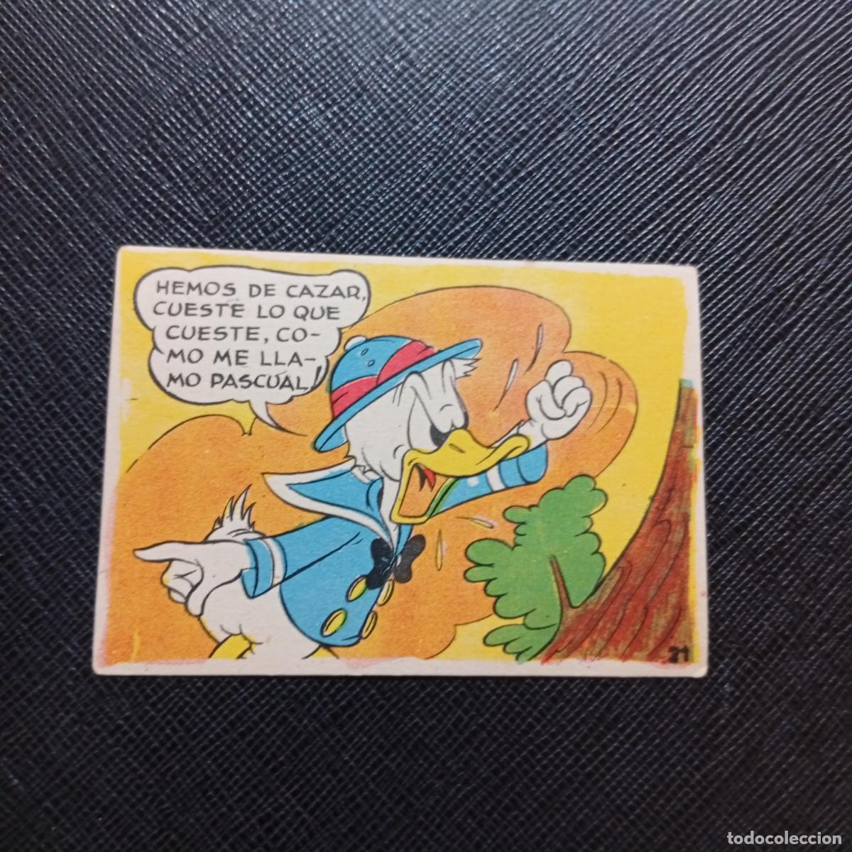 Collectable Antique Stickers: 21 EL PATO DONALD VA DE CAZA CHOCOLATES LLOVERAS DISNEY 1948 CROMO - SIN PEGAR - A214 PG280 B