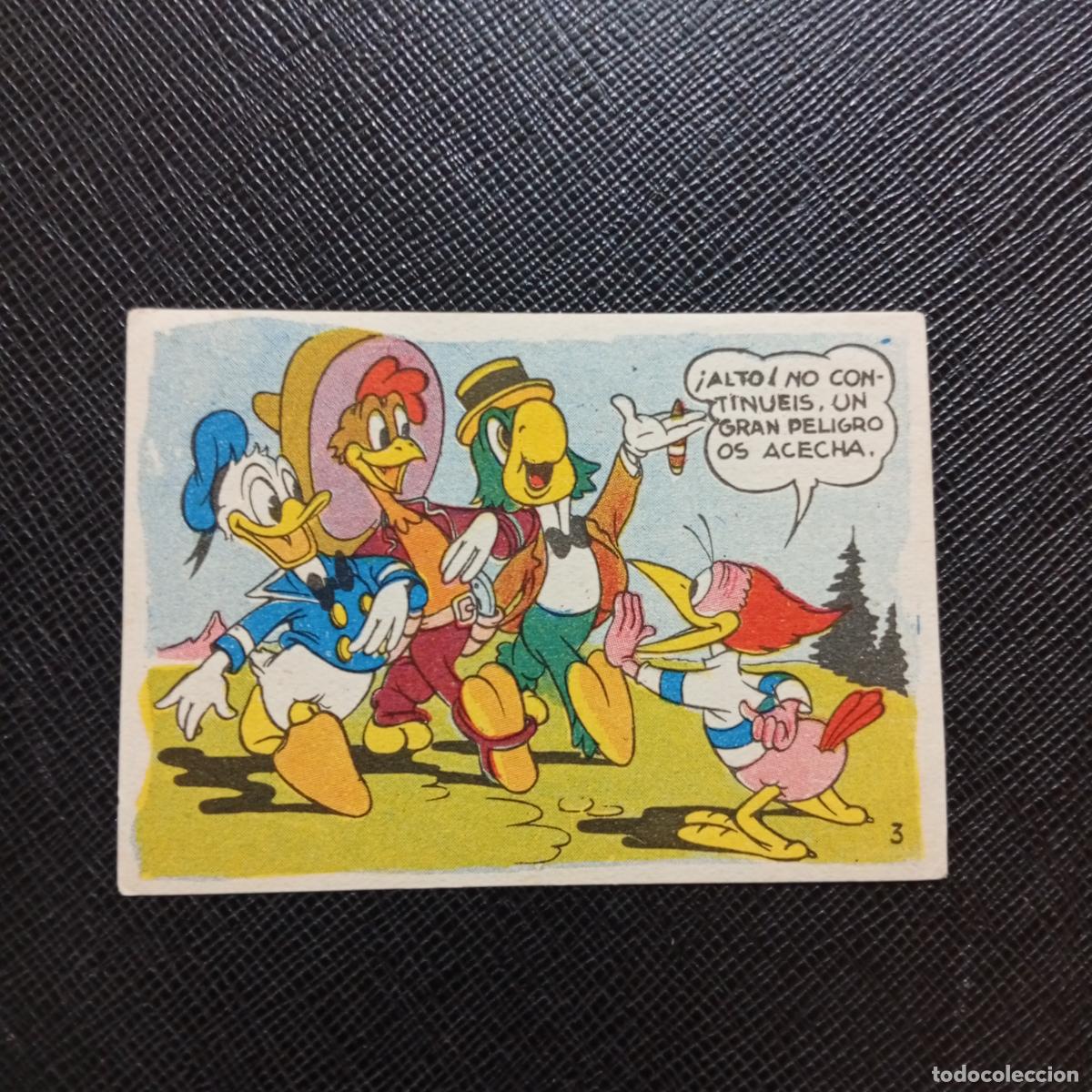 Collezionismo Figurine antiche: 3 LOS TRES CABALLEROS Y STROMBOLI CHOCOLATES LLOVERAS DISNEY 1948 CROMO - SIN PEGAR - A214 PG217 B