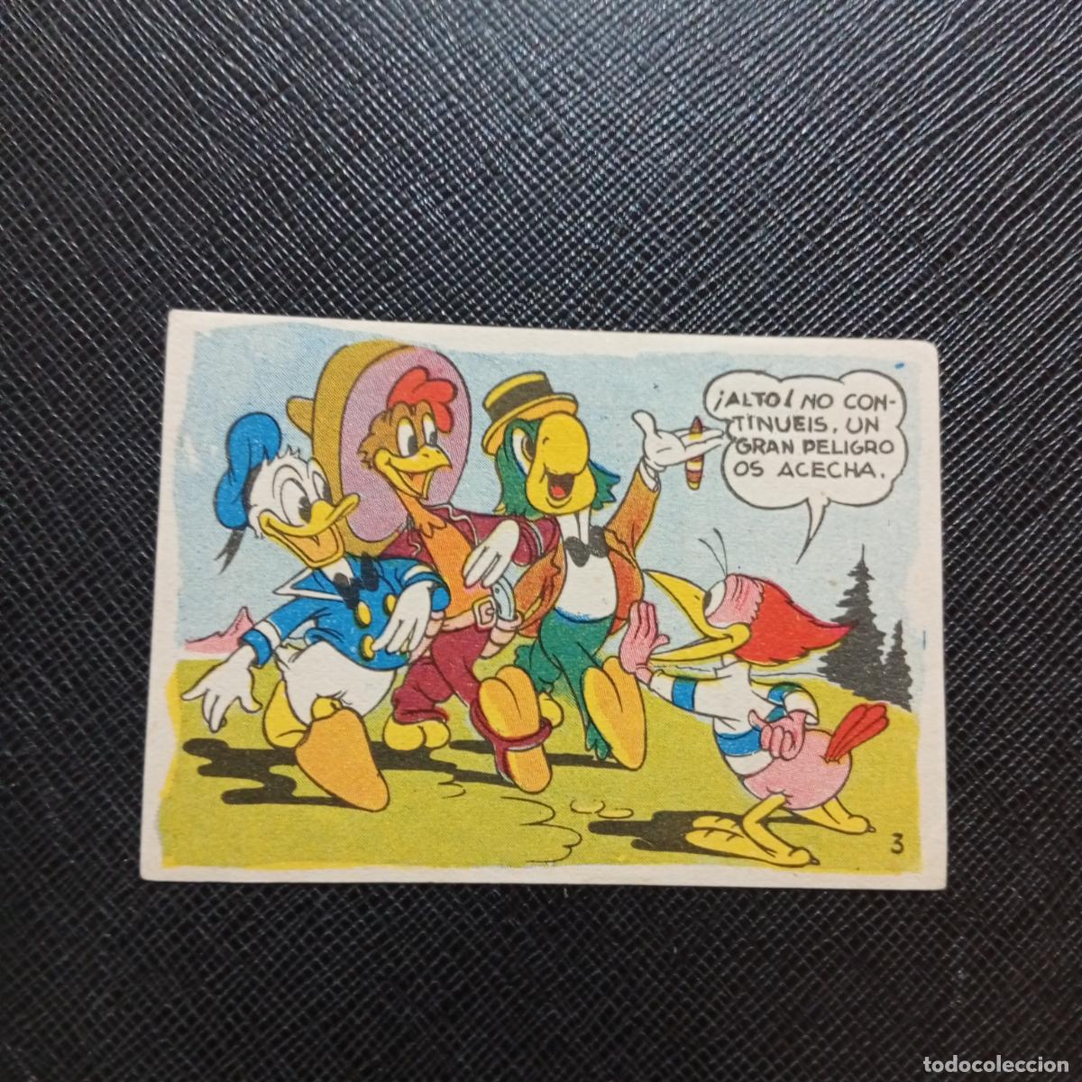 Collezionismo Figurine antiche: 3 LOS TRES CABALLEROS Y STROMBOLI CHOCOLATES LLOVERAS DISNEY 1948 CROMO - SIN PEGAR - A214 PG226