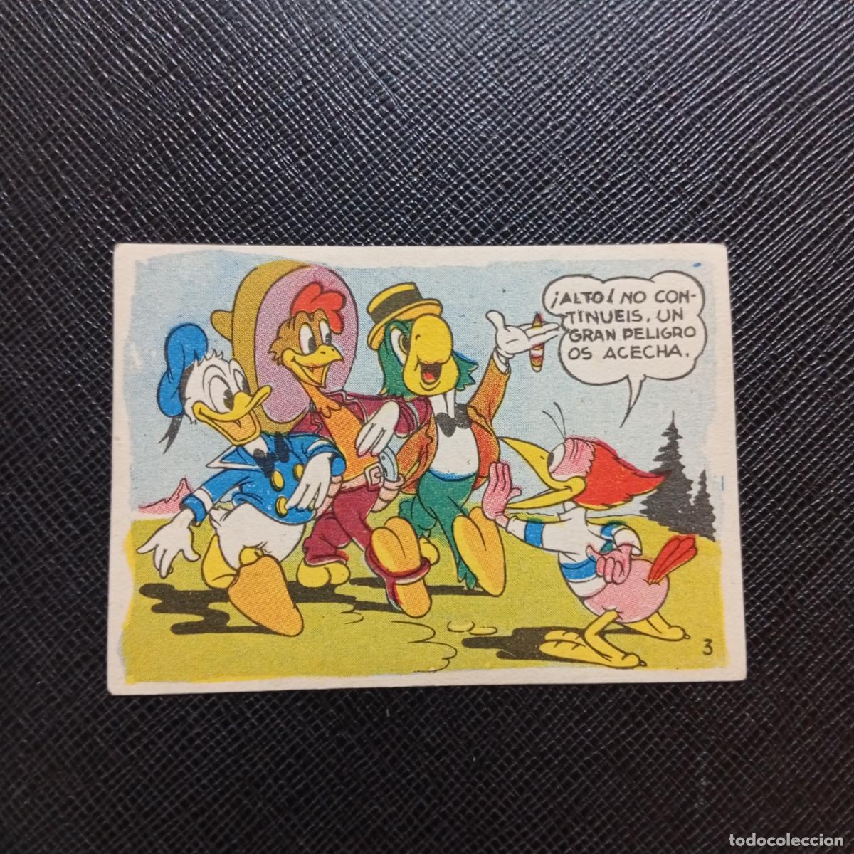 Collezionismo Figurine antiche: 3 LOS TRES CABALLEROS Y STROMBOLI CHOCOLATES LLOVERAS DISNEY 1948 CROMO - SIN PEGAR - A214 PG244