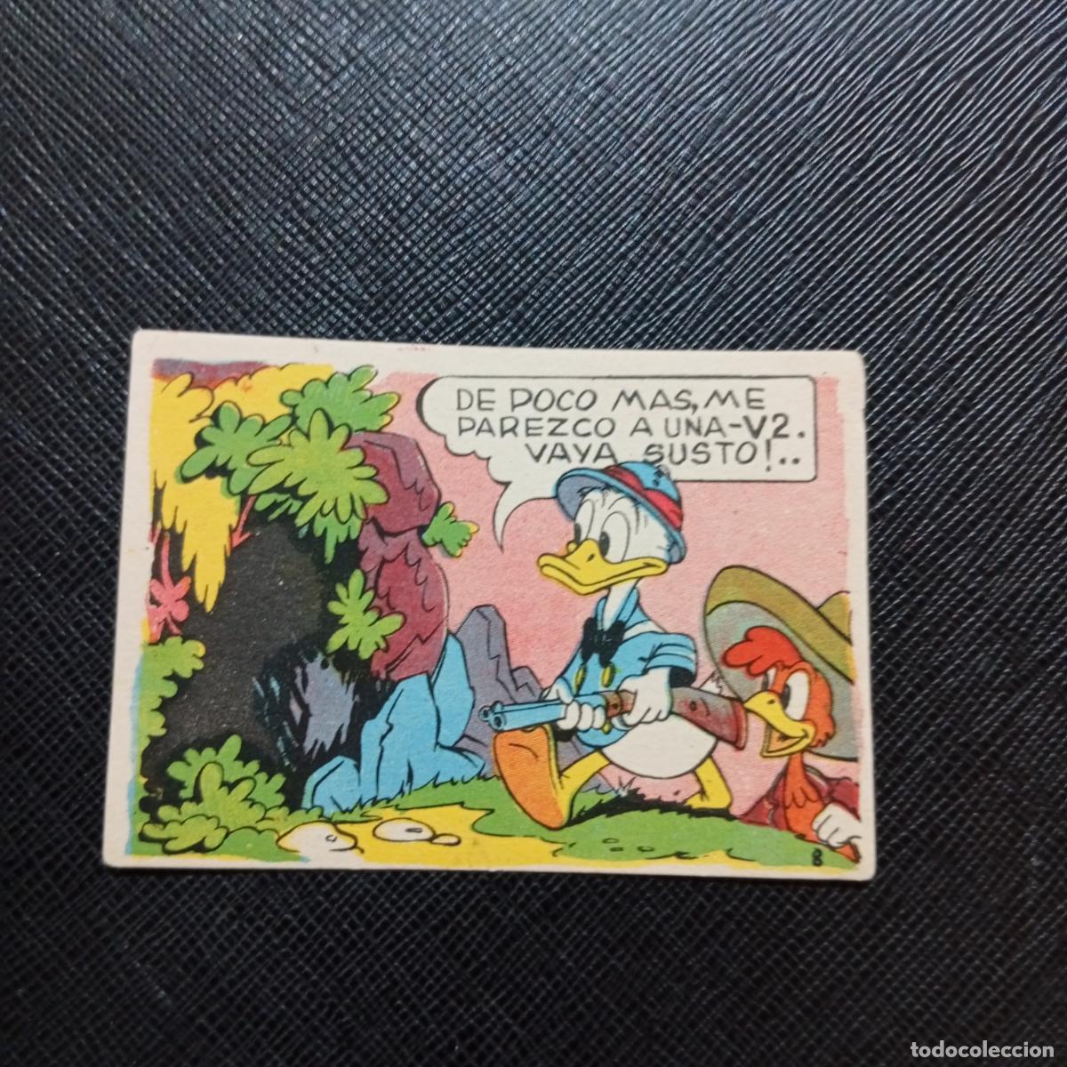 Coleccionismo cromos antiguos: 8 EL PATO DONALD VA DE CAZA CHOCOLATES LLOVERAS DISNEY 1948 CROMO - SIN PEGAR - A214 PG244
