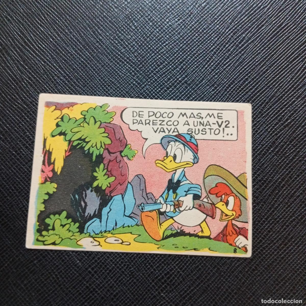 Coleccionismo cromos antiguos: 8 EL PATO DONALD VA DE CAZA CHOCOLATES LLOVERAS DISNEY 1948 CROMO - SIN PEGAR - A214 PG253