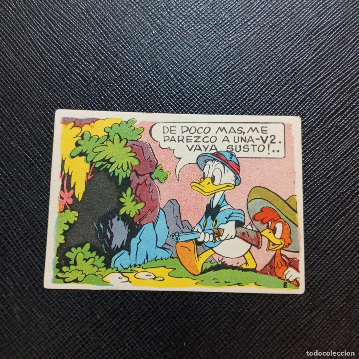 Coleccionismo cromos antiguos: 8 EL PATO DONALD VA DE CAZA CHOCOLATES LLOVERAS DISNEY 1948 CROMO - SIN PEGAR - A214 PG262