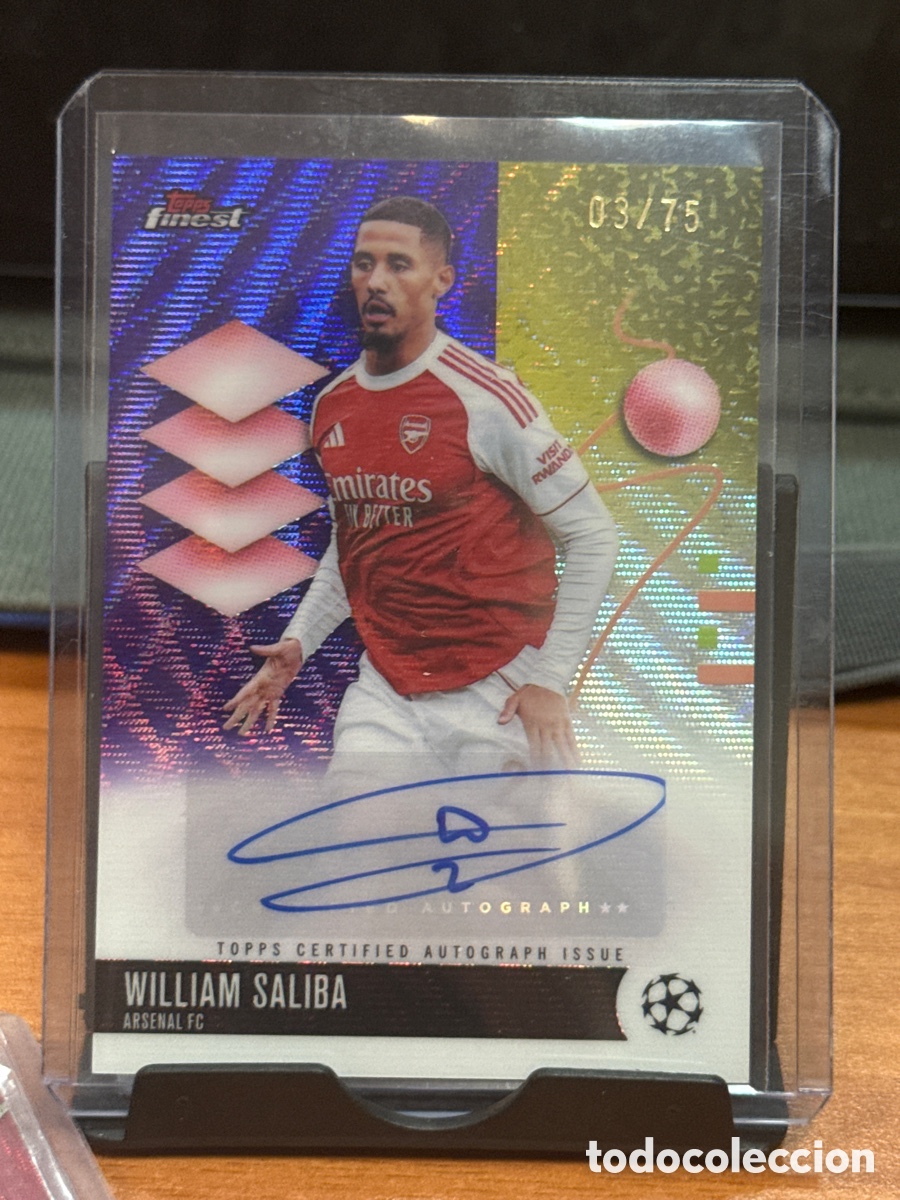 Coleccionismo cromos antiguos: William saliba arsenal auto /75 topps finest