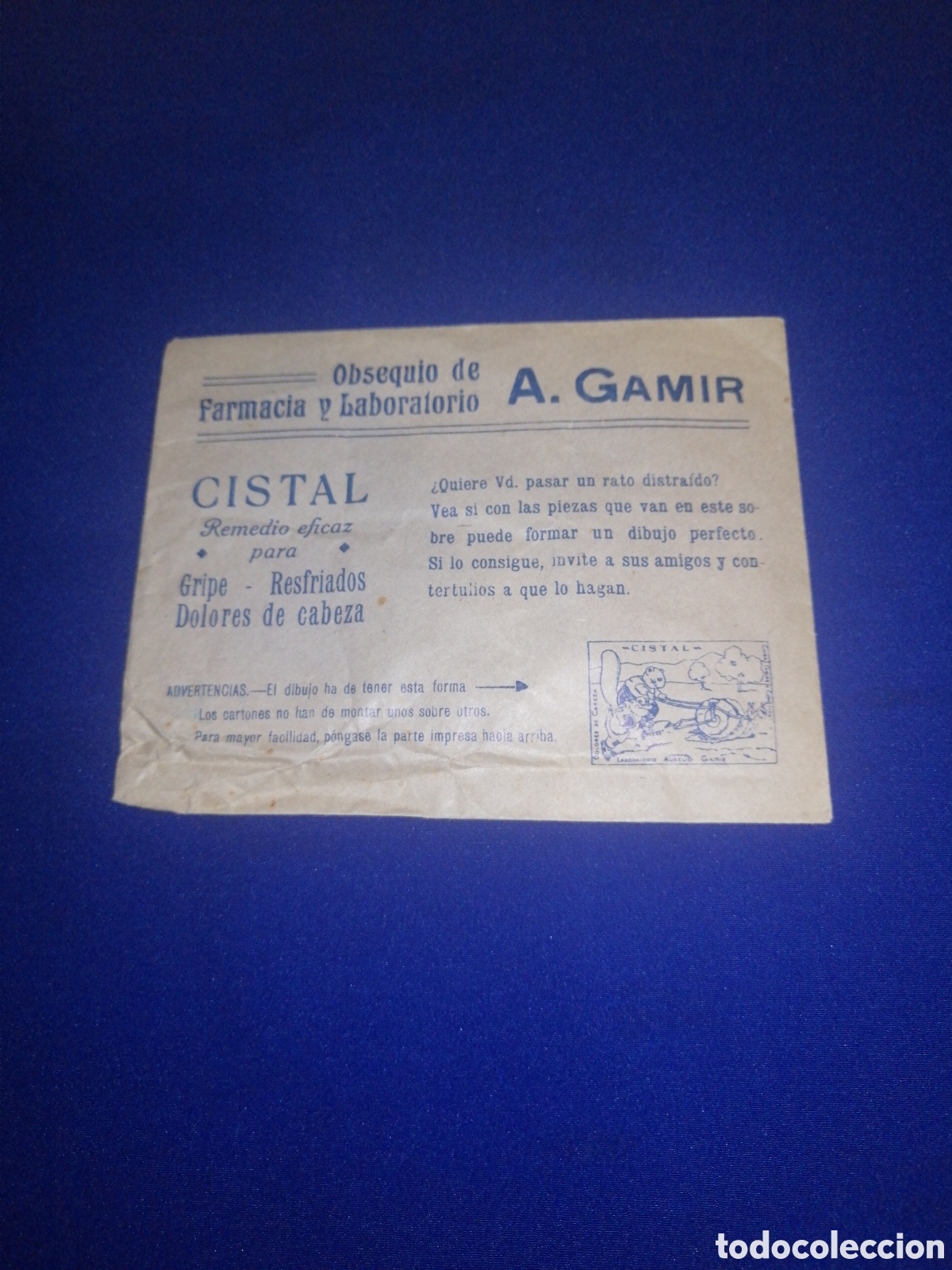 Coleccionismo cromos antiguos: OBSEQUIO DE FARMACIA Y LABORATORIO A. GAMIR (VALENCIA) SOBRE SORPRESA SIN ABRIR CONTIENE REGALO