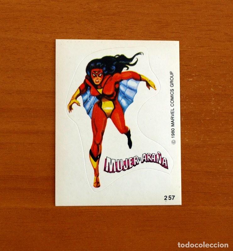 Collectable Antique Stickers: Superh&eacute;roes - N&ordm; 257 Mujer Ara&ntilde;a - Marvel 1980 Comics Group - Chocolates Terrabusi - Nunca pegado