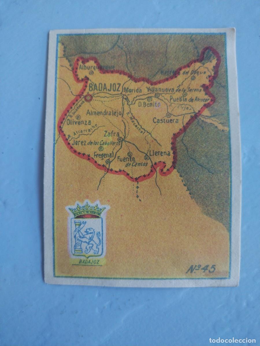 Coleccionismo cromos antiguos: Cromo Badajoz del album MAPAS PROVINCIAS DE ESPA&Ntilde;A. Caramelos La Fuensanta. A&ntilde;os 30-40