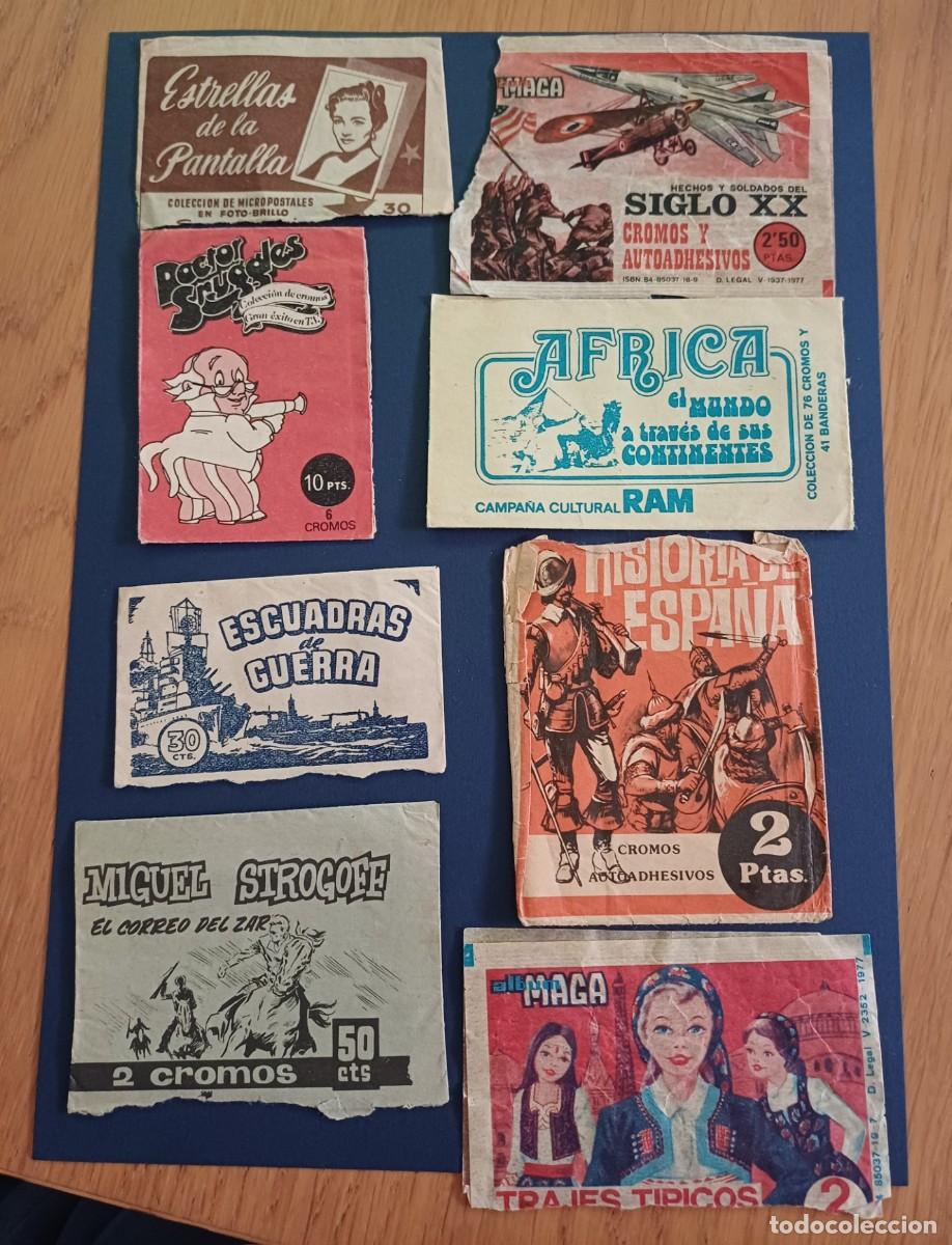 Coleccionismo cromos antiguos: Lote sobres de cromos abiertos sin cromos, diversas colecciones