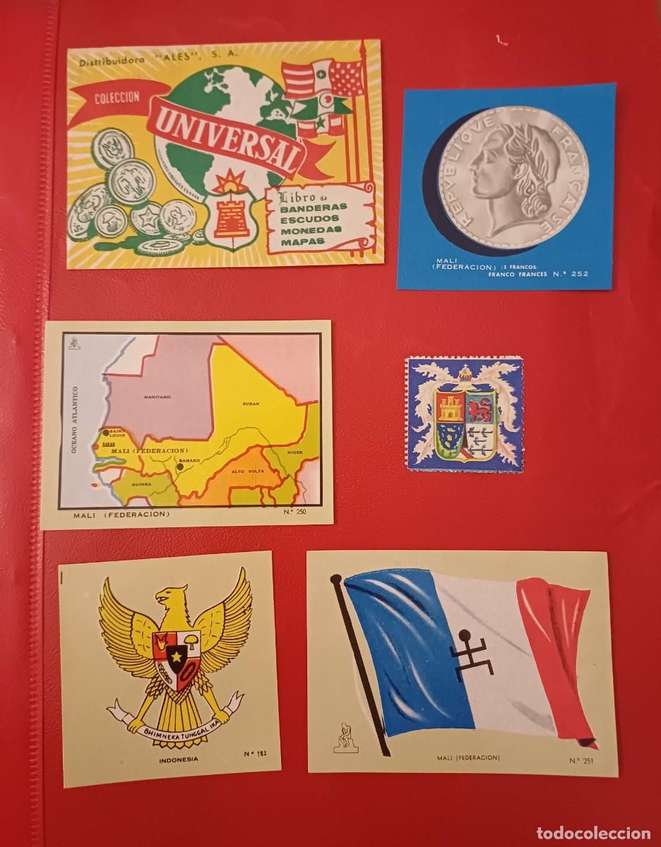 Coleccionismo cromos antiguos: sobre cromos abierto mas 5 cromos coleccion Universal, banderas, escudos, monedas, mapas