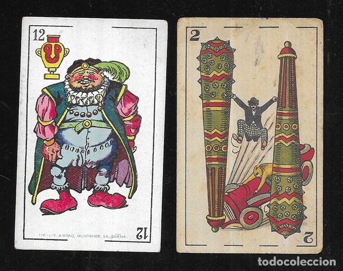 Coleccionismo cromos antiguos: Naipes. Humor 12 de copas y 2 de bastos Antiguos 1920 sin publicidad