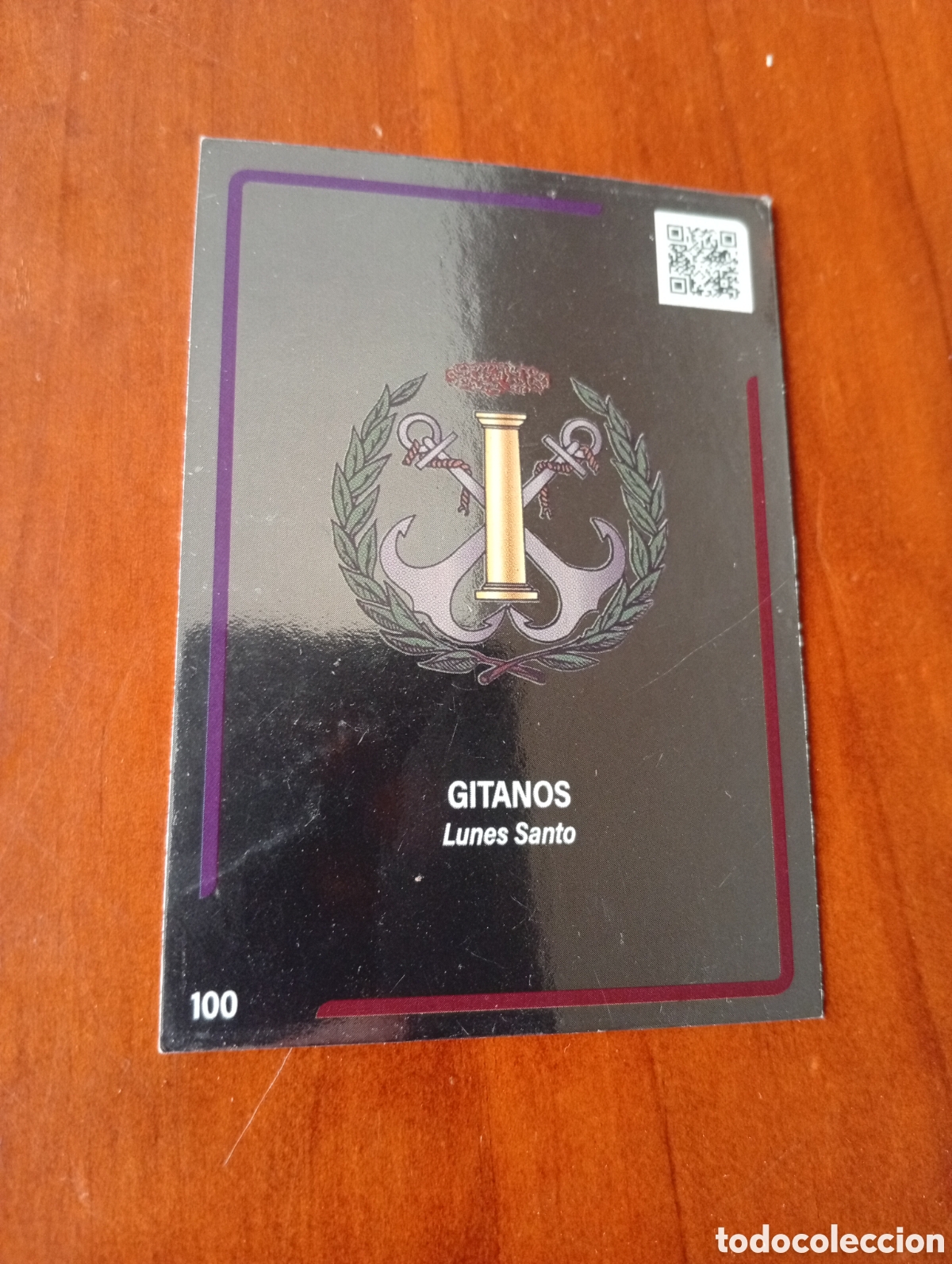 Coleccionismo cromos antiguos: CROMO SEMANA SANTA TARJETA HOLY CARDS MALAGA N &ordm; 100 ESCUDO - LUNES SANTO - GITANOS