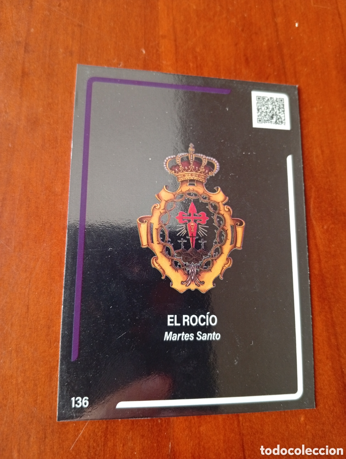 Coleccionismo cromos antiguos: CROMO SEMANA SANTA TARJETA HOLY CARDS MALAGA N &ordm; 136 ESCUDO - MARTES SANTO - EL ROCIO