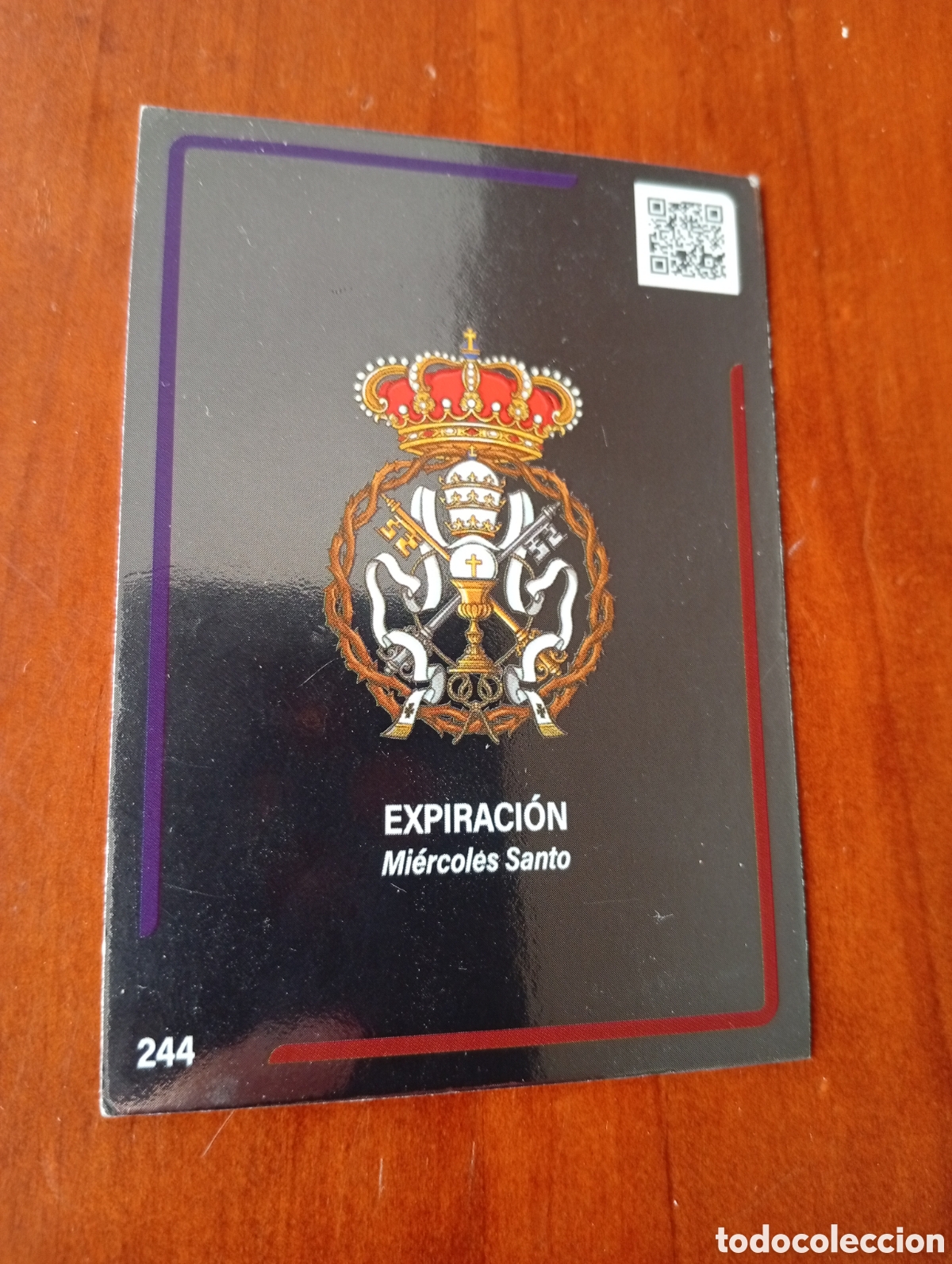 Coleccionismo cromos antiguos: CROMO SEMANA SANTA TARJETA HOLY CARDS MALAGA N &ordm; 244 EXPIRACION - MIERCOLES SANTO - ESCUDO