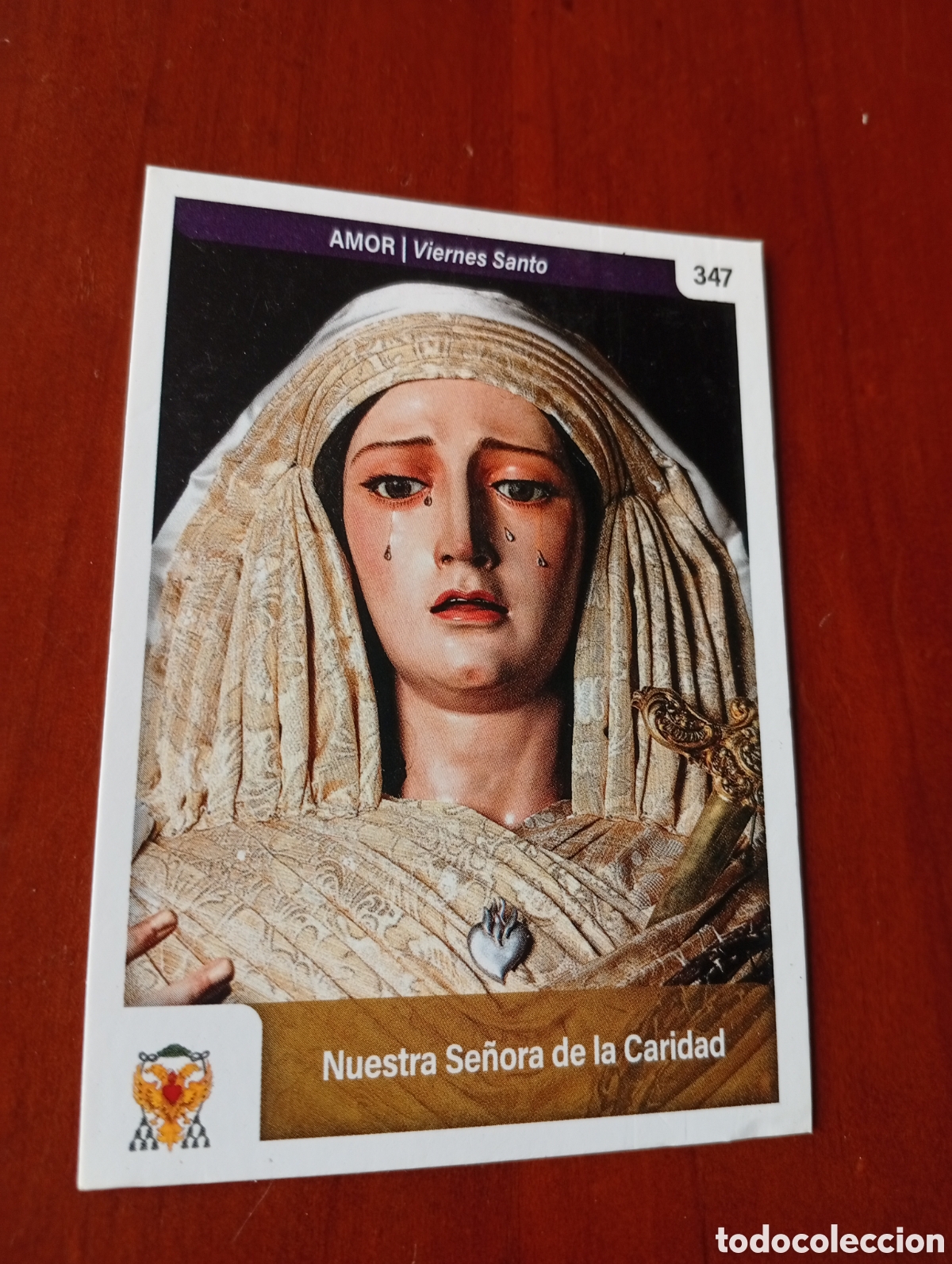 Coleccionismo cromos antiguos: CROMO SEMANA SANTA TARJETA HOLY CARDS MALAGA N &ordm; 347 AMOR - VIERNES SANTO - NUESTRA SE&Ntilde;ORA D CARIDAD