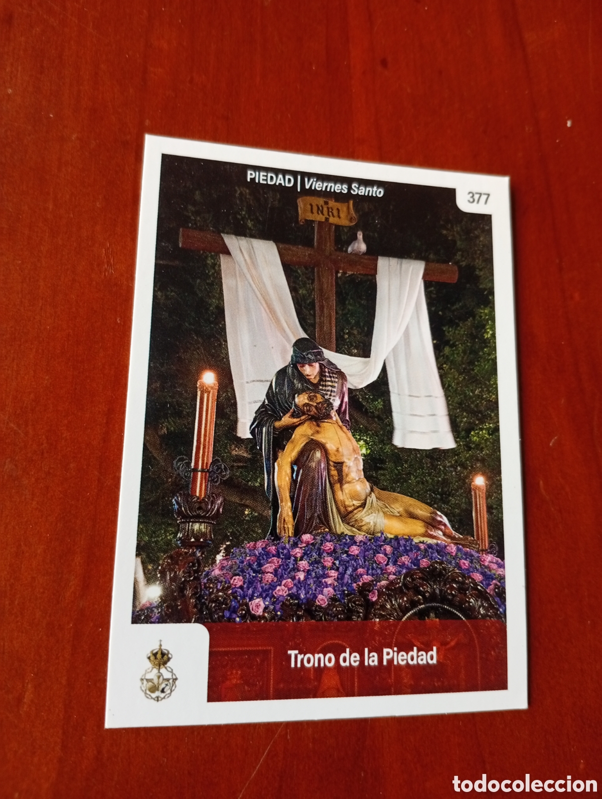Coleccionismo cromos antiguos: CROMO SEMANA SANTA TARJETA HOLY CARDS MALAGA N &ordm; 377 PIEDAD - VIERNES SANTO - TRONO DE LA PIEDAD
