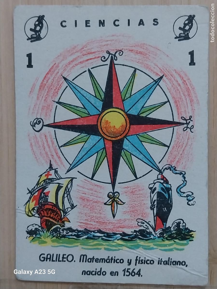 Coleccionismo cromos antiguos: GALILEO MATEMATICO FISICO CROMO CARTA 1 CIENCIAS A&Ntilde;OS 60 7.5X5.2 CMS ORIGINAL