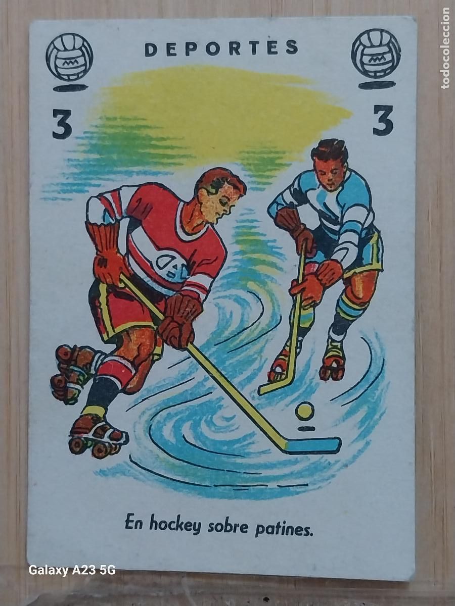 Coleccionismo cromos antiguos: HOCKEY PATINES CROMO CARTA 3 DEPORTES A&Ntilde;OS 60 7.5X5.2 CMS ORIGINAL