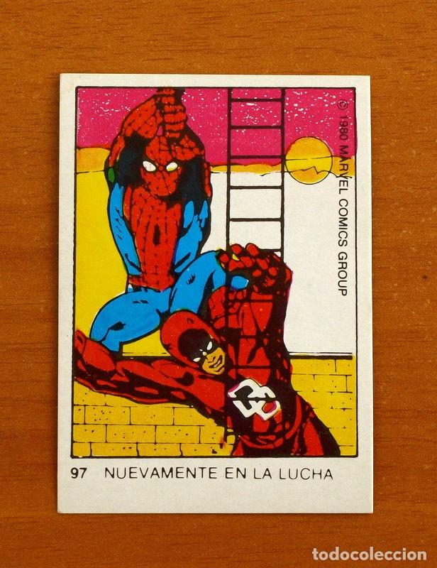 Collectable Antique Stickers: Superh&eacute;roes - N&ordm; 97, Spiderman-Daredevil - Marvel 1980 - Chocolates Terrabusi - Nunca pegado