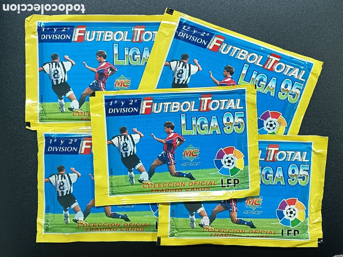 Coleccionismo cromos antiguos: 5 SOBRES SIN ABRIR LIGA TOTAL 1995 95 MUNDICROMO