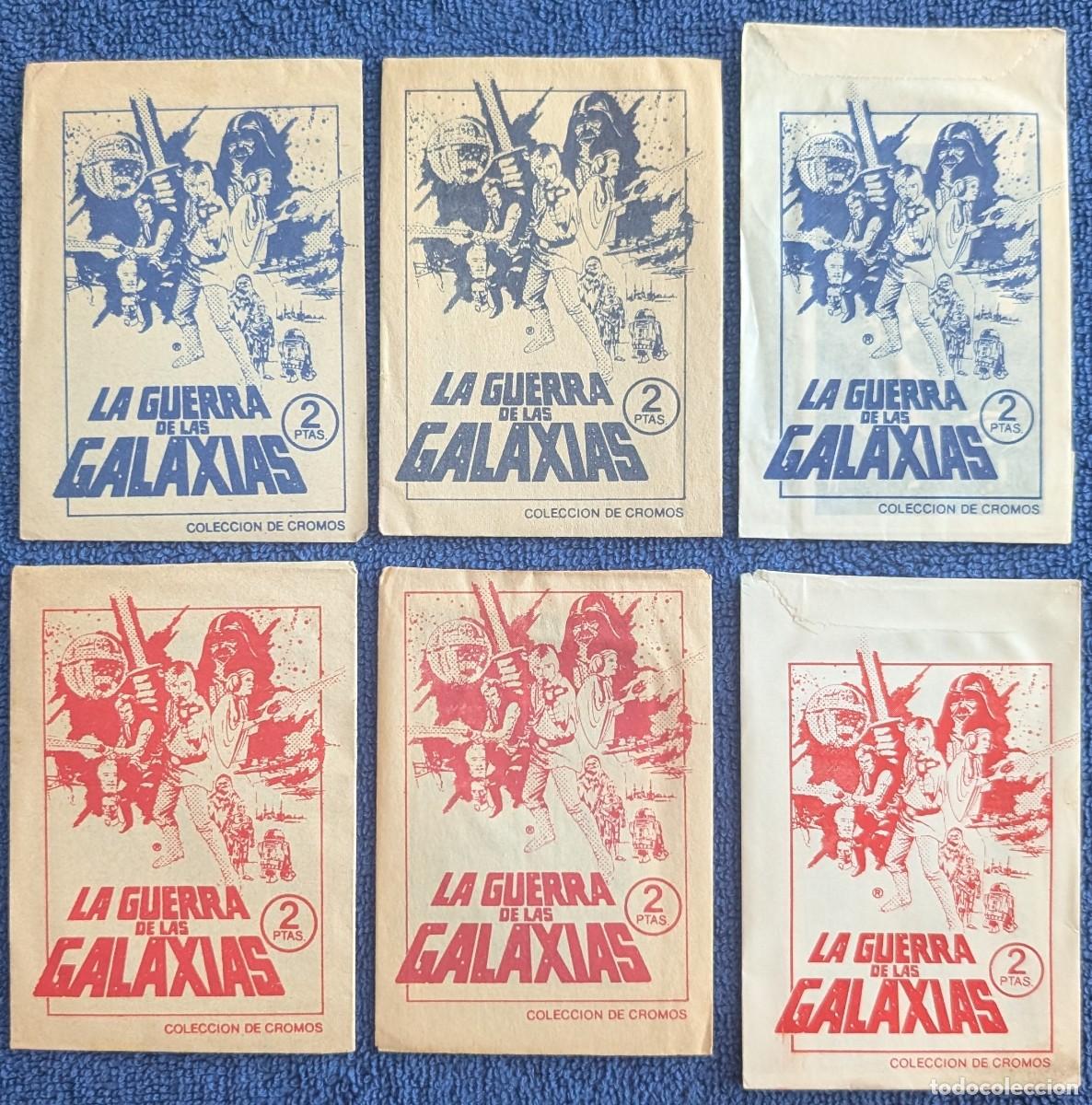 Coleccionismo cromos antiguos: Lote de 6 sobres cerrados y diferentes - Star Wars - La guerra de las galaxias - Pacosa Dos (1977)