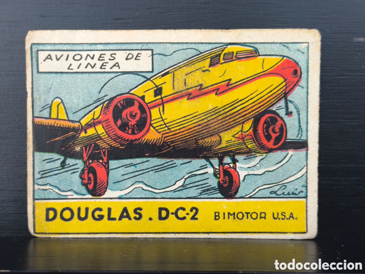 Coleccionismo cromos antiguos: Antiguo cromo avi&oacute;n bimotor Douglas DC-2 U.S.A. &Aacute;lbum Aviaci&oacute;n Aviones de L&iacute;nea Editorial Cisne 1942