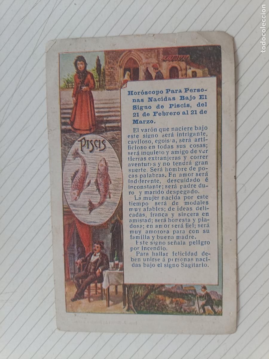 Colecionismo Cromos antigos: Signo Piscis. Hor&oacute;scopo, zodiaco. Cromo antiguo