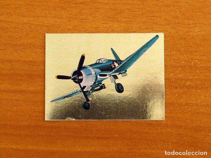 Coleccionismo cromos antiguos: Hechos y soldados del Siglo XX-N&ordm; 195 Avi&oacute;n USA-Adhesivo-Dorado-Editorial Maga 1979-Nunca Pegado