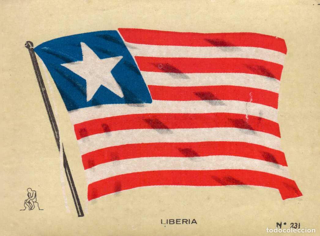 Collectable Antique Stickers: N&ordm;231 BANDERA LIBERIA . CROMO COLECCI&Oacute;N UNIVERSAL ESCUDOS, BANDERAS, MAPAS, MONEDAS. ALES, 1962