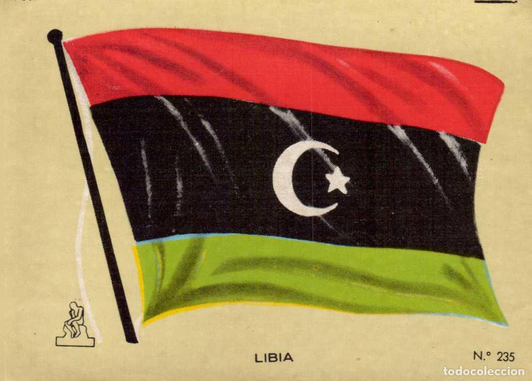Collectable Antique Stickers: N&ordm;235 BANDERA LIBIA . CROMO COLECCI&Oacute;N UNIVERSAL ESCUDOS, BANDERAS, MAPAS, MONEDAS. ALES, 1962