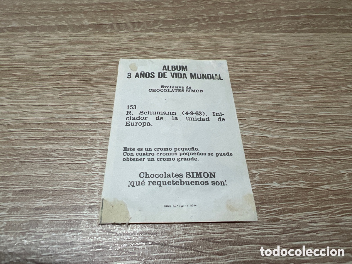 Coleccionismo cromos antiguos: 1964 R.SCHUMANN # 153 CHOCOLATES SIM&Oacute;N DESPEGADO - Foto 2