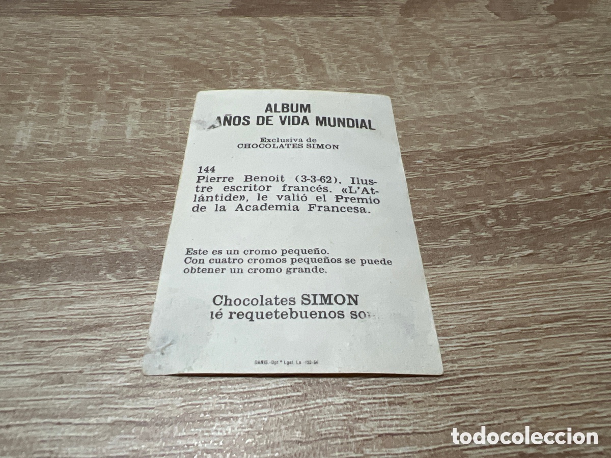 Coleccionismo cromos antiguos: 1964 PIERRE BENOIT # 144 CHOCOLATES SIMON DESPEGADO - Foto 2