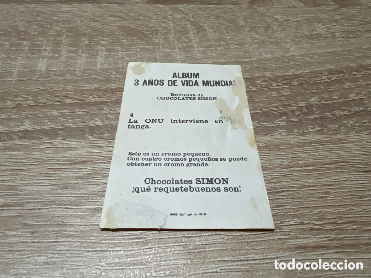 Coleccionismo cromos antiguos: 1964 LA ONU # 4 CHOCOLATES SIMON DESPEGADO - Foto 2