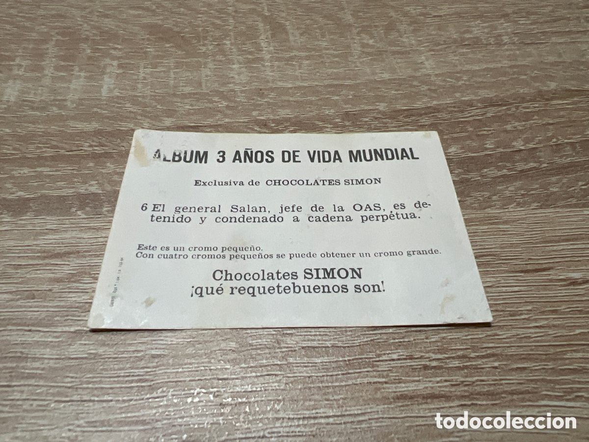 Coleccionismo cromos antiguos: 1964 SALAN # 6 CHOCOLATES SIMON DESPEGADO - Foto 2
