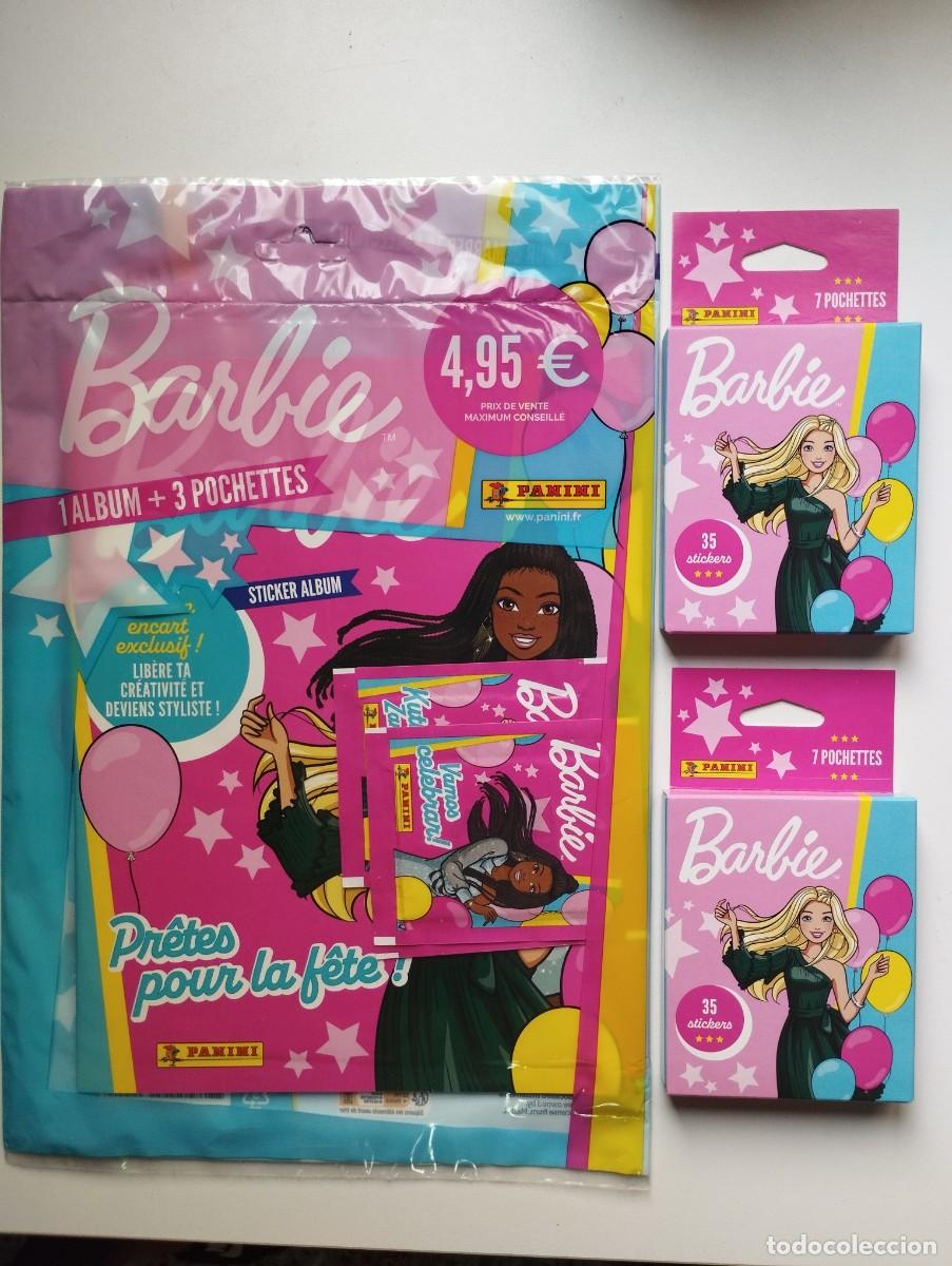 Coleccionismo cromos antiguos: CROMOS STICKER PANINI BARBIE ALBUM + 3 SOBRES + 2 CAJAS DE 7 SOBRES