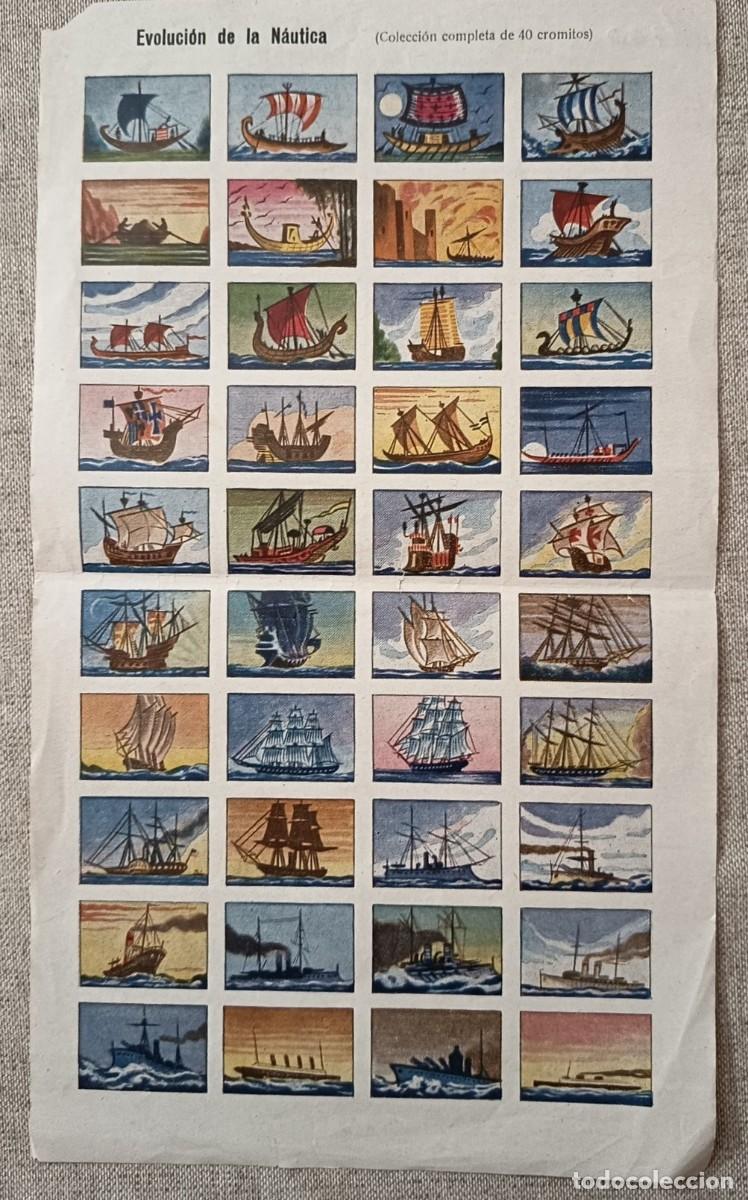 Coleccionismo cromos antiguos: S090 - COLECCI&Oacute;N COMPLETA DE 40 CROMITOS-EVOLUCION DE LA NAUTICA CASULLERAS-A&Ntilde;OS 50 - 18X32 APROX.