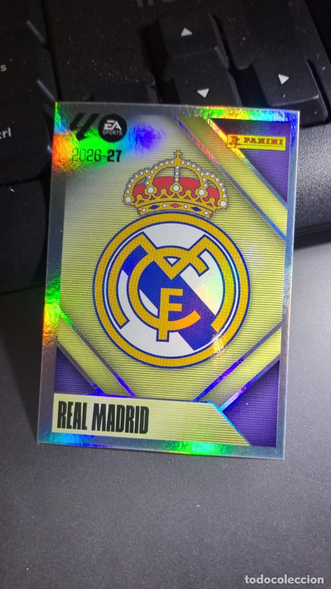 Coleccionismo cromos antiguos: CROMO ESCUDO REAL MADRID 1 LIGA 2026 2027 26 27 ESTE PANINI NUNCA PEGADO