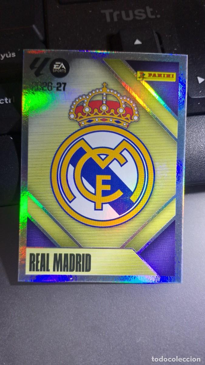 Coleccionismo cromos antiguos: CROMO ESCUDO REAL MADRID 1 LIGA 2026 2027 26 27 ESTE PANINI NUNCA PEGADO