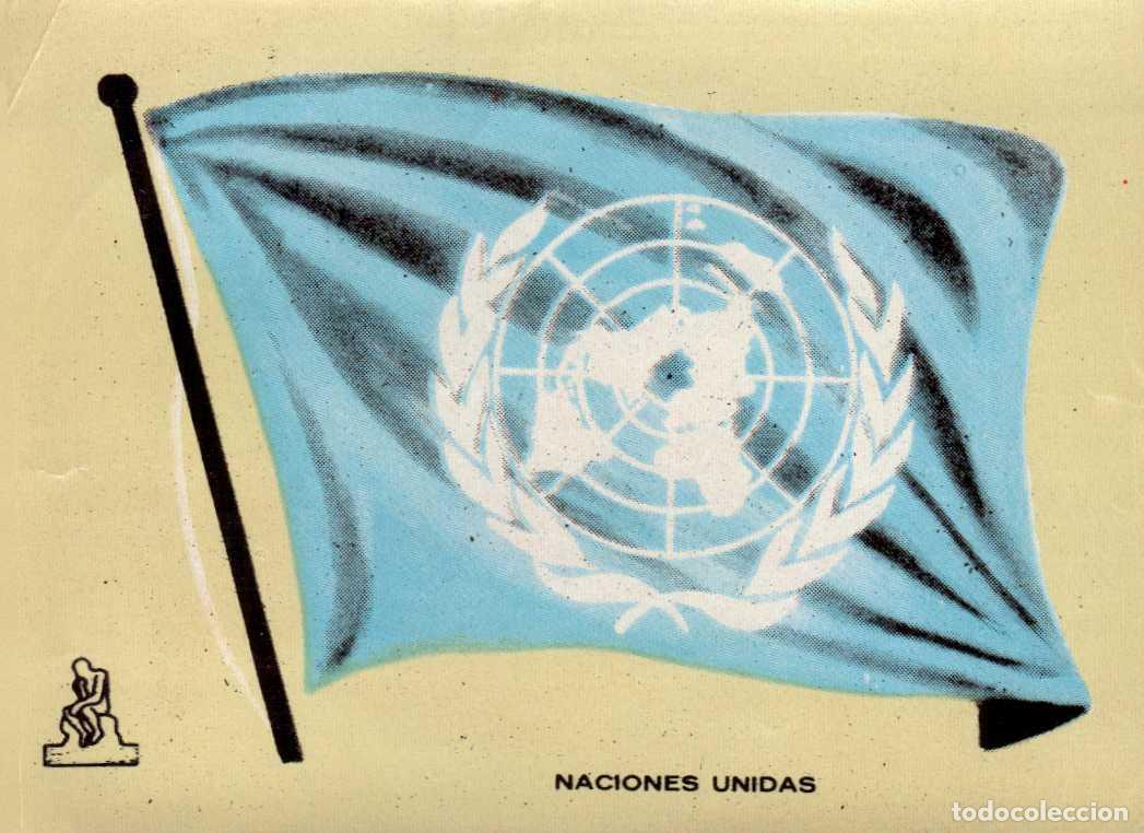 Coleccionismo cromos antiguos: BANDERA NACIONES UNIDAS CROMO COLECCI&Oacute;N UNIVERSAL ESCUDOS, BANDERAS, MAPAS, MONEDAS. ALES, 1962