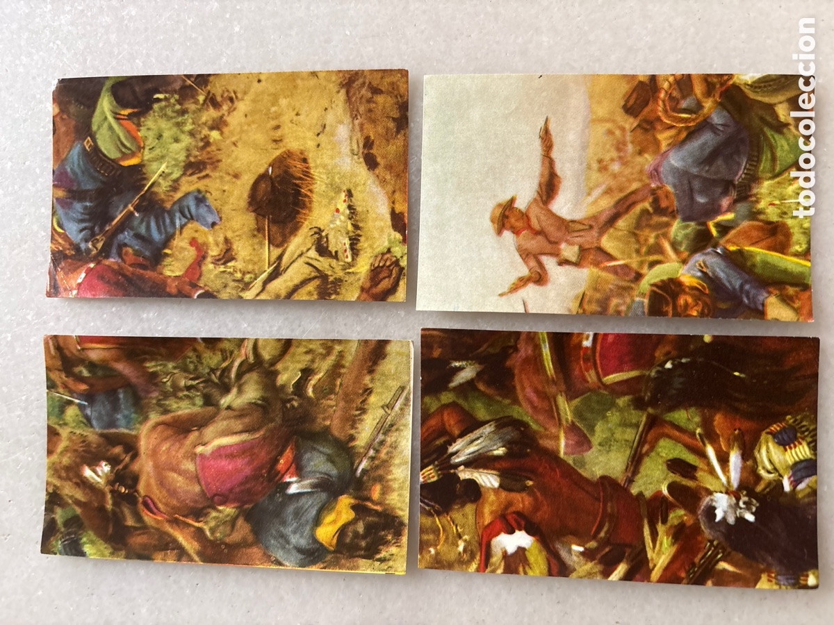 Coleccionismo cromos antiguos: Lote privado, cuatro cromos dobles, indios y pioneros